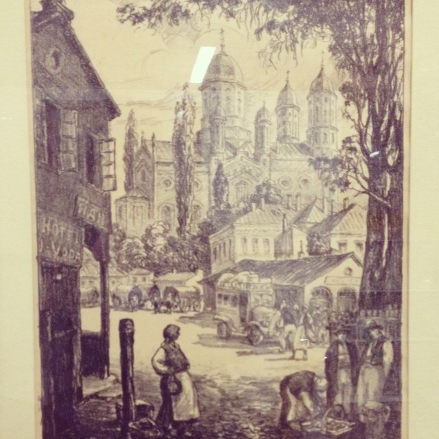 Antique Village Lithograph